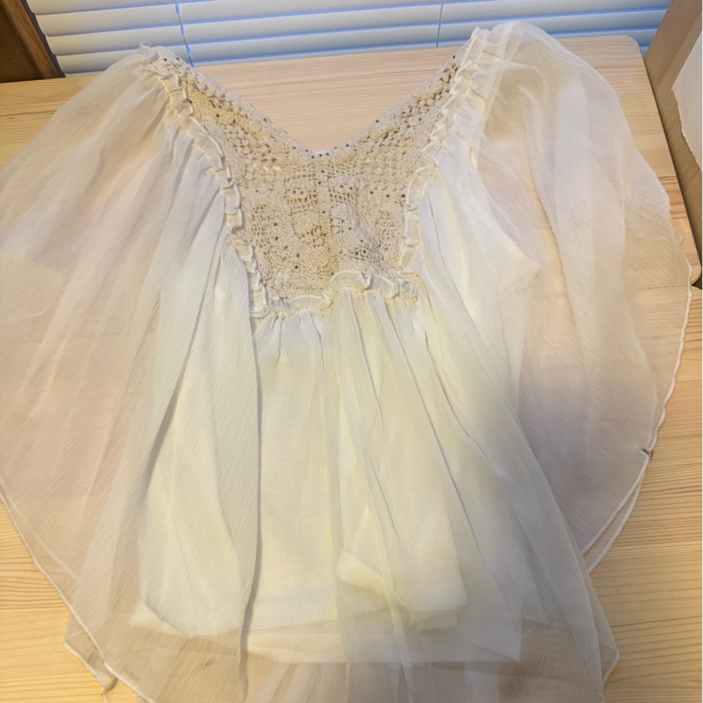 About A Girl Cream Sheer Blouse
